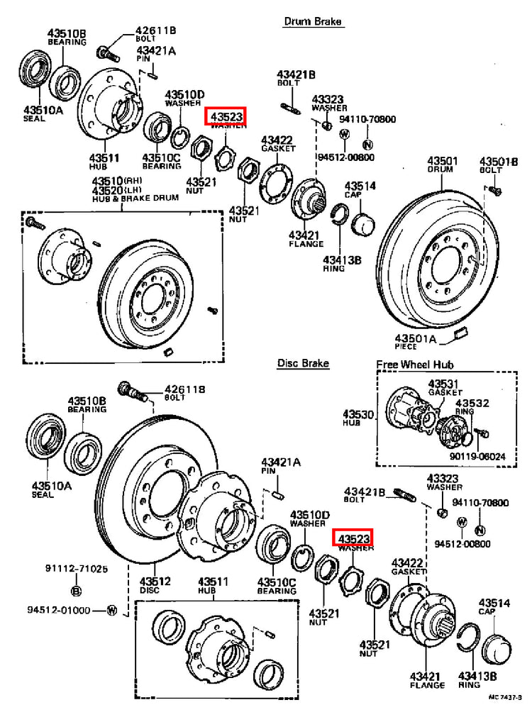 Genuine Dyna LY230 LY220 Dyna ToyoAce KDY220 Front Wheel Bearing Lock Tab Washer