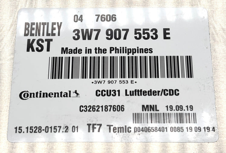 Bentley Continental GTC Regulated Damping Suspension Control Unit 3W7907553E OEM