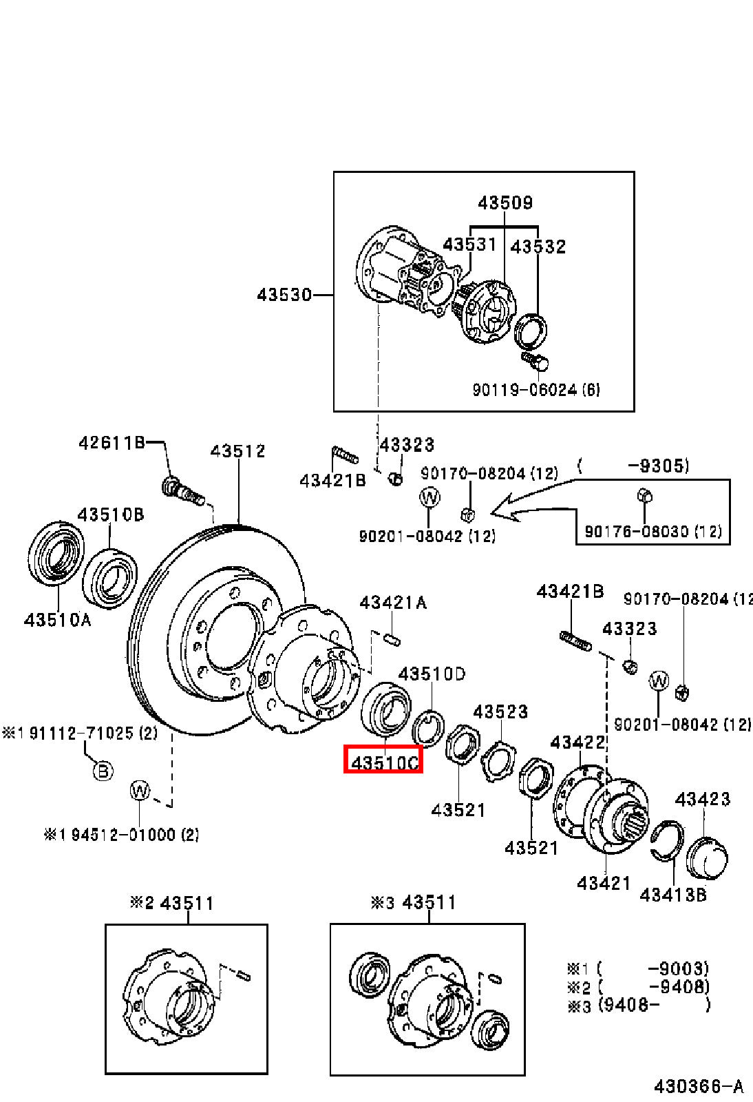 Genuine Dyna LY230 LY220 KDY261 KDY260 KDY251 Front Wheel Hub Outer Bearing