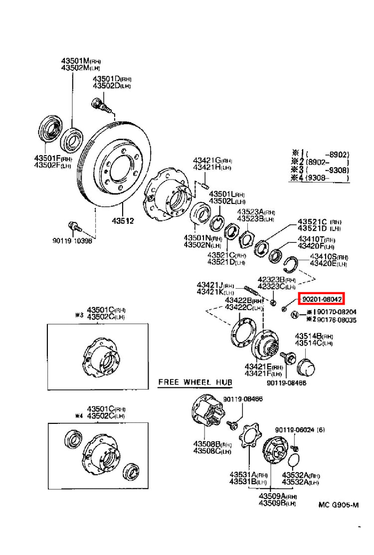 Genuine Regius Ace KZH138 T100 VCK21 VCK20 Front Axle Hub Stud Washer