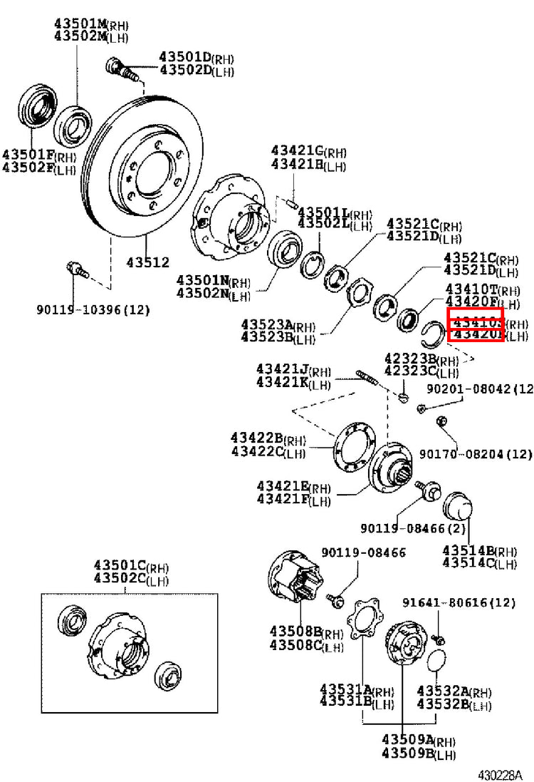 Genuine Prado RZJ90 LJ95 LJ90 KZJ95 KZJ90 Front Axle CV Shaft Outer Snap Ring