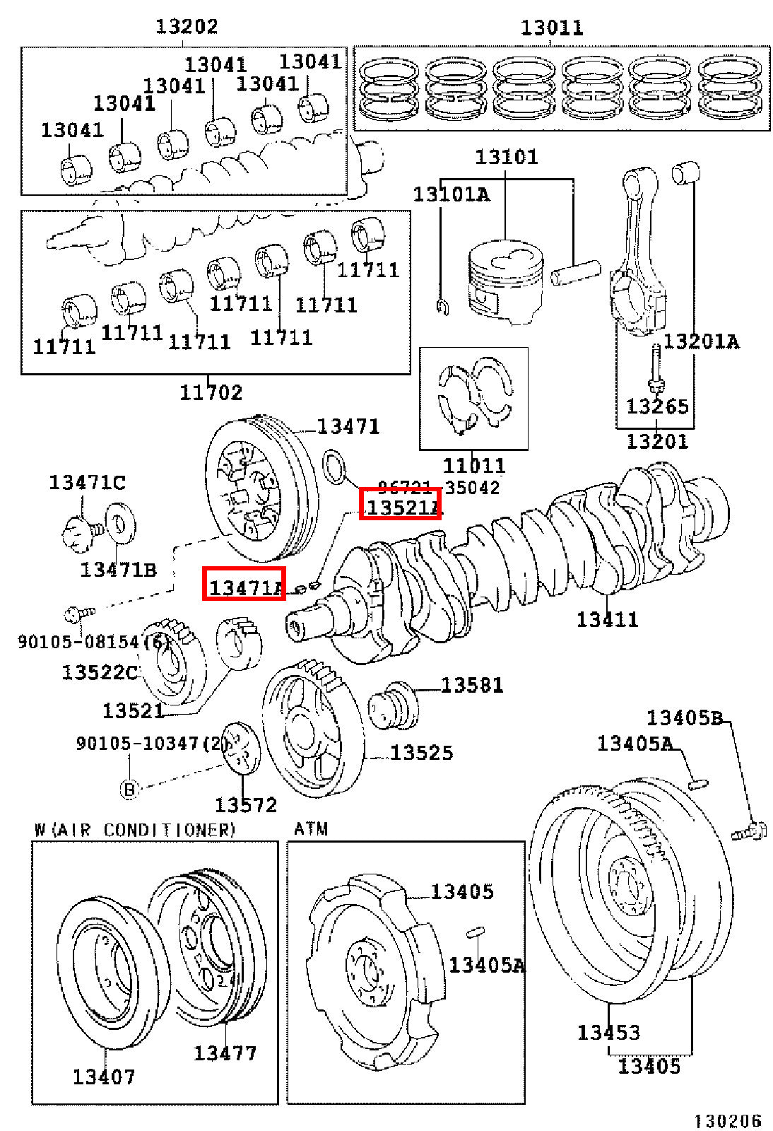 Genuine Hilux KZN205 KZN165 KZN130 Crankshaft Pulley Woodruff Key