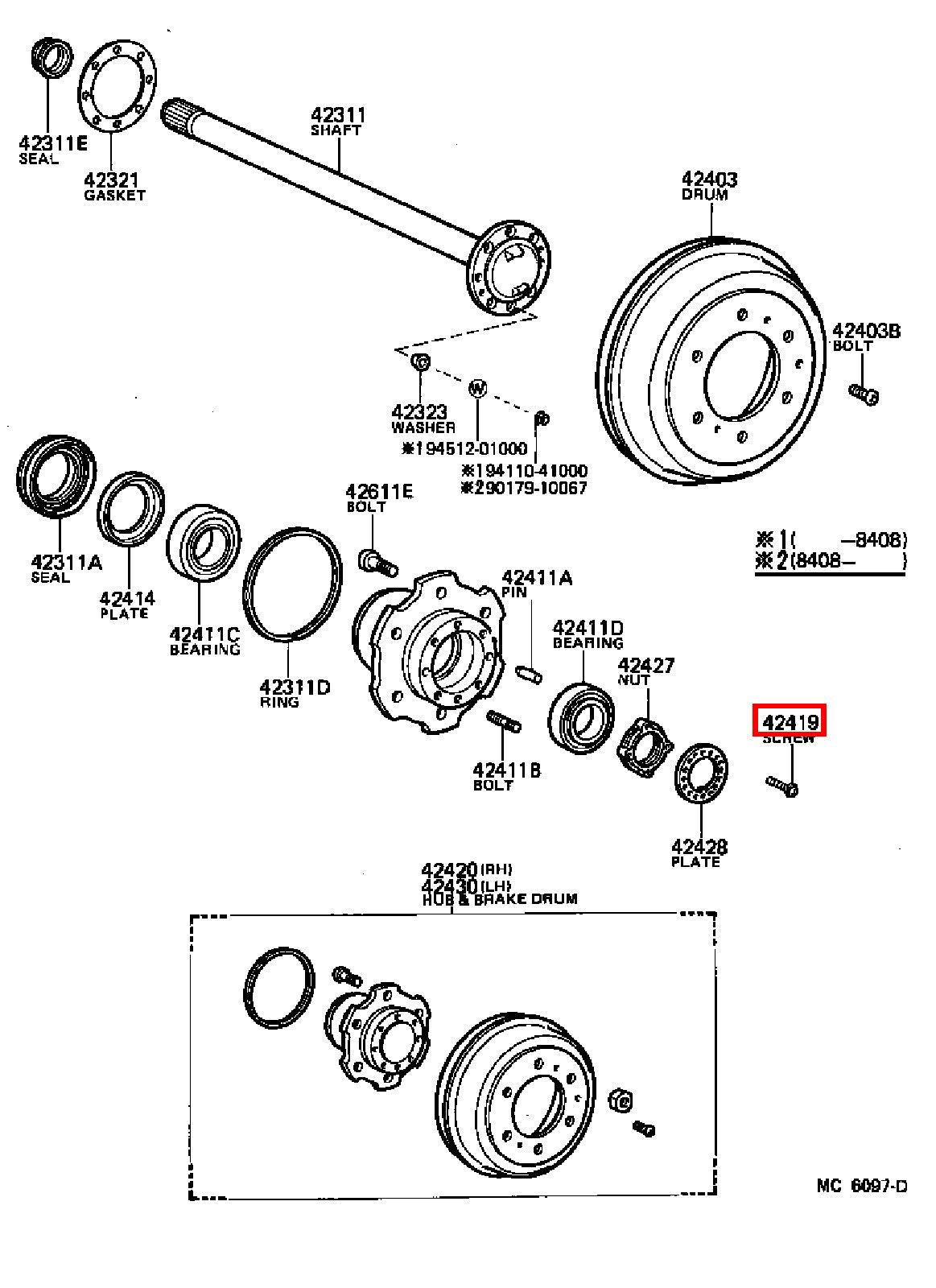 Genuine Dyna ToyoAce RZY281 RZY231 RZY230 Rear Wheel Bearing Hub Nut Screw