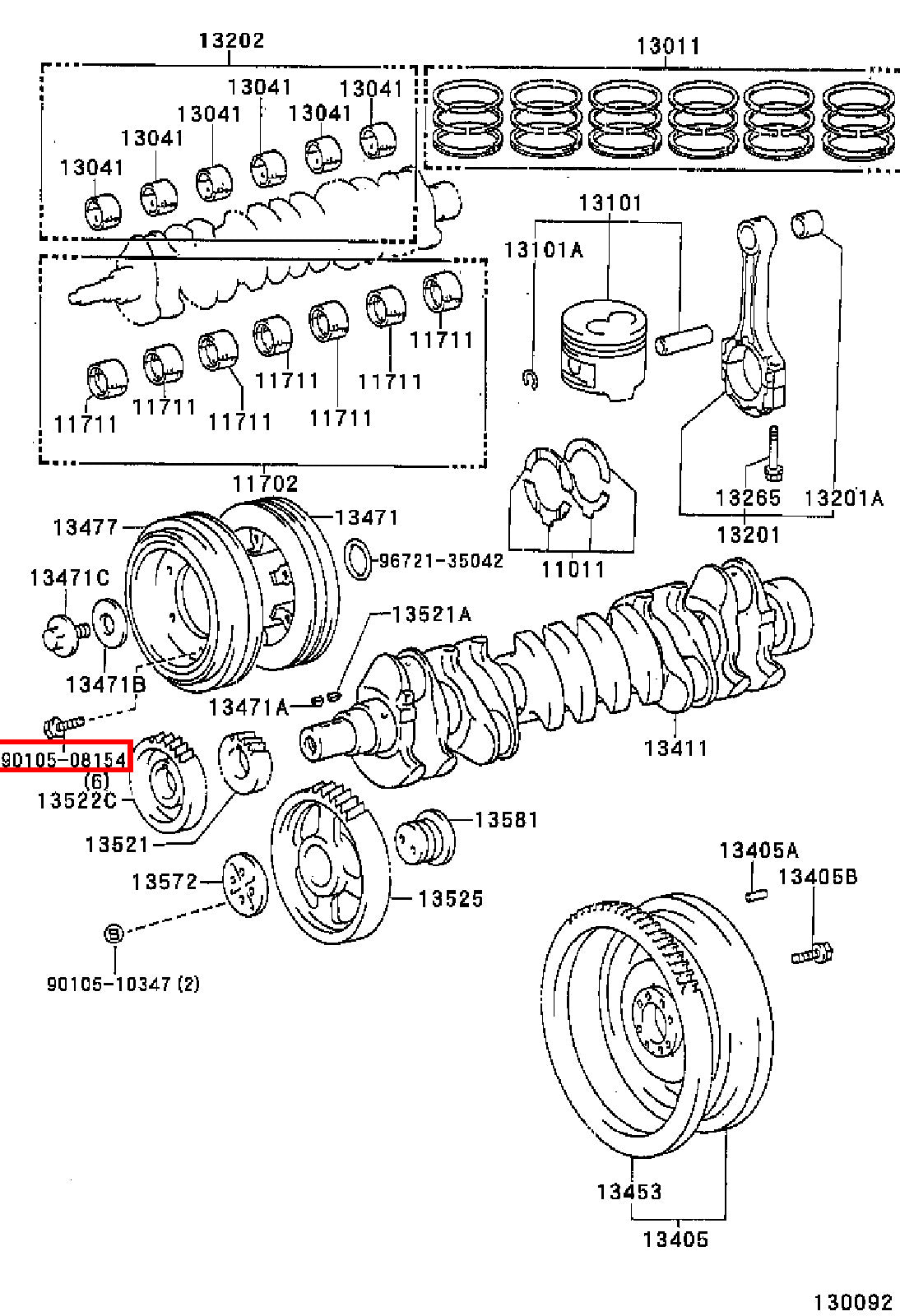 Genuine Coaster HDB50 HDB31 HDB30 HDB20 1HD 1HD FT Crank AC A/C Pulley Bolt x6
