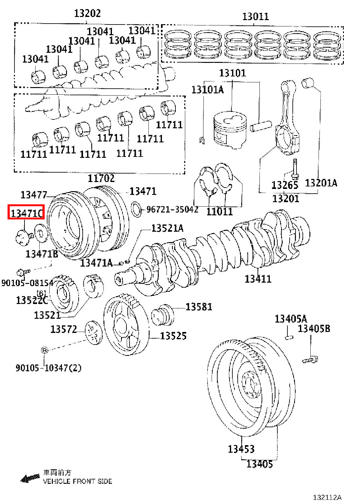 Genuine LandCruiser HDJ79 HDJ78 1HD Crankshaft Harmonic Balancer Pulley Bolt