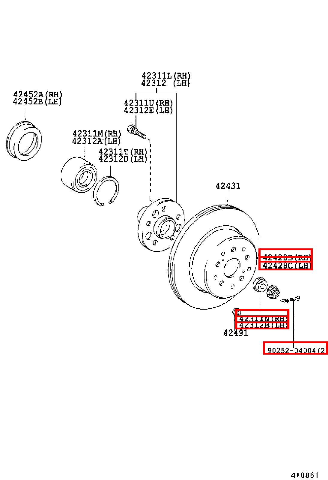 Genuine Hiace RCH23 RCH22 RCH19 RCH18 RCH13 RCH12 Rear Axle Shaft Lock Nut Kit