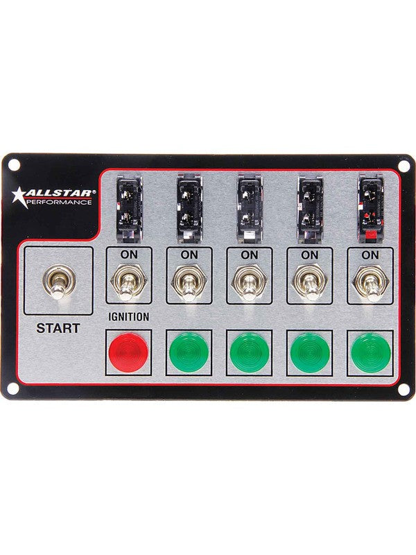Allstar Performance Switch Panel Dash Mount 4 x 7 in 4 Toggles / 1 I (ALL80138)