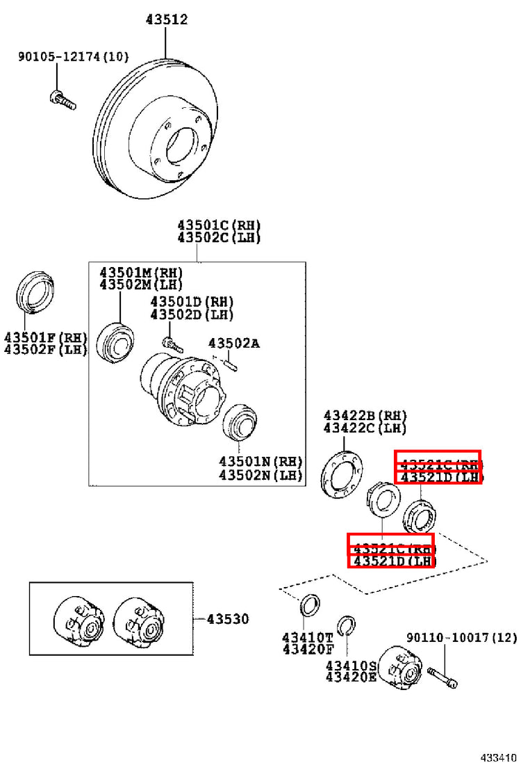 Genuine Toyota LandCruiser VDJ79 VDJ78 VDJ76 Front Wheel Adjusting Nut