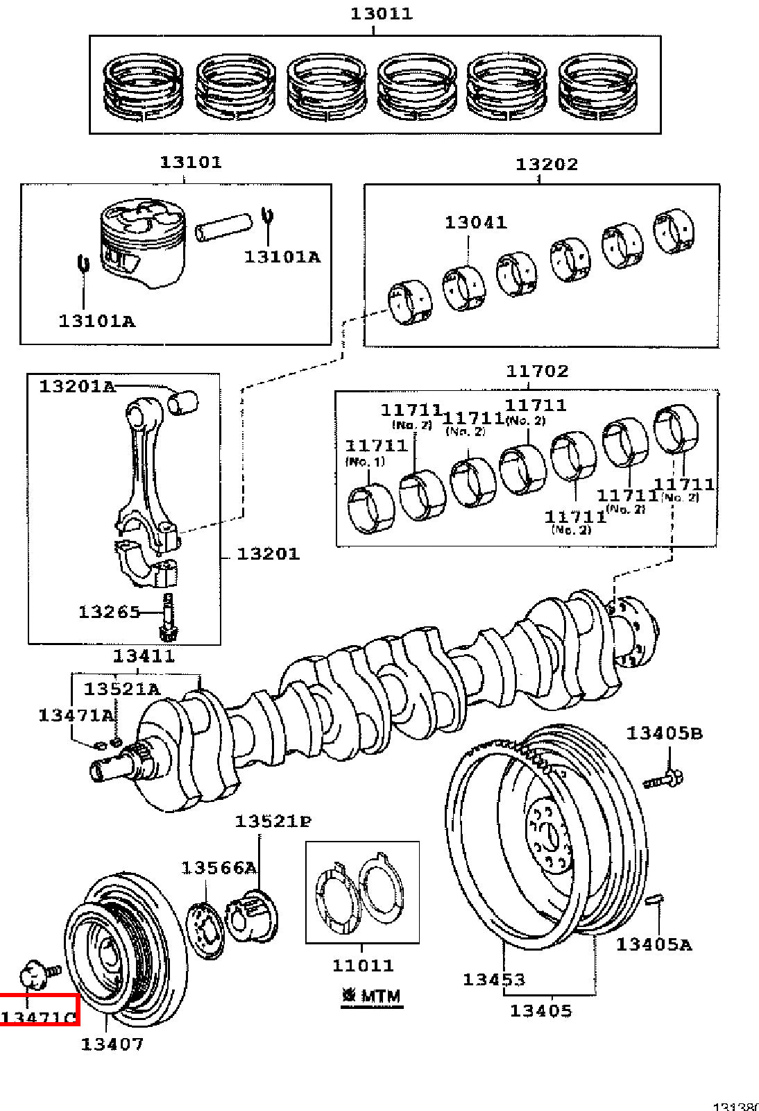 Genuine Crown JZS171 1JZ GTE Crankshaft Harmonic Balancer Pulley Bolt