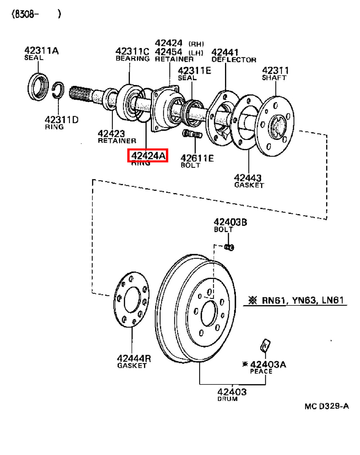 Genuine Tundra VCK40 VCK30 UCK41 UCK40 UCK31 UCK30 Rear Axle Bearing Seal O Ring