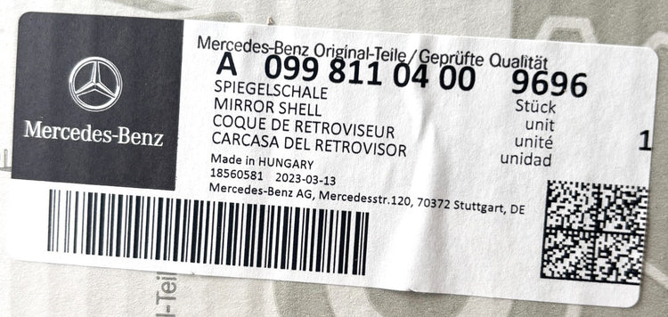 Genuine Mercedes-Benz B CLS Class Right Side View Mirror Cap A09981104009696