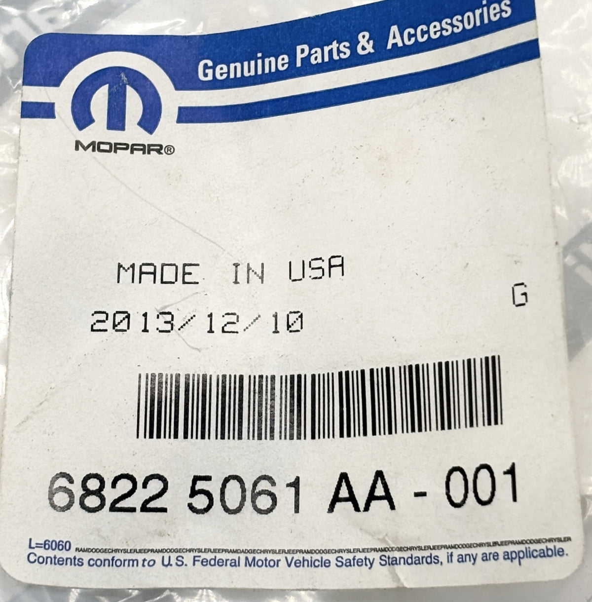 Genuine Jeep Cherokee (2014 - 2018) Front Windscreen Washer Hose 68225061AA OEM