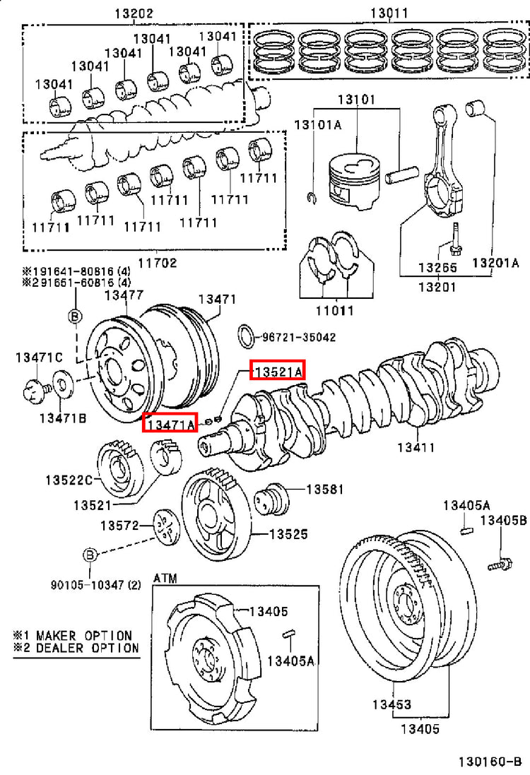 Genuine Hilux KZN205 KZN165 KZN130 Crankshaft Pulley Woodruff Key
