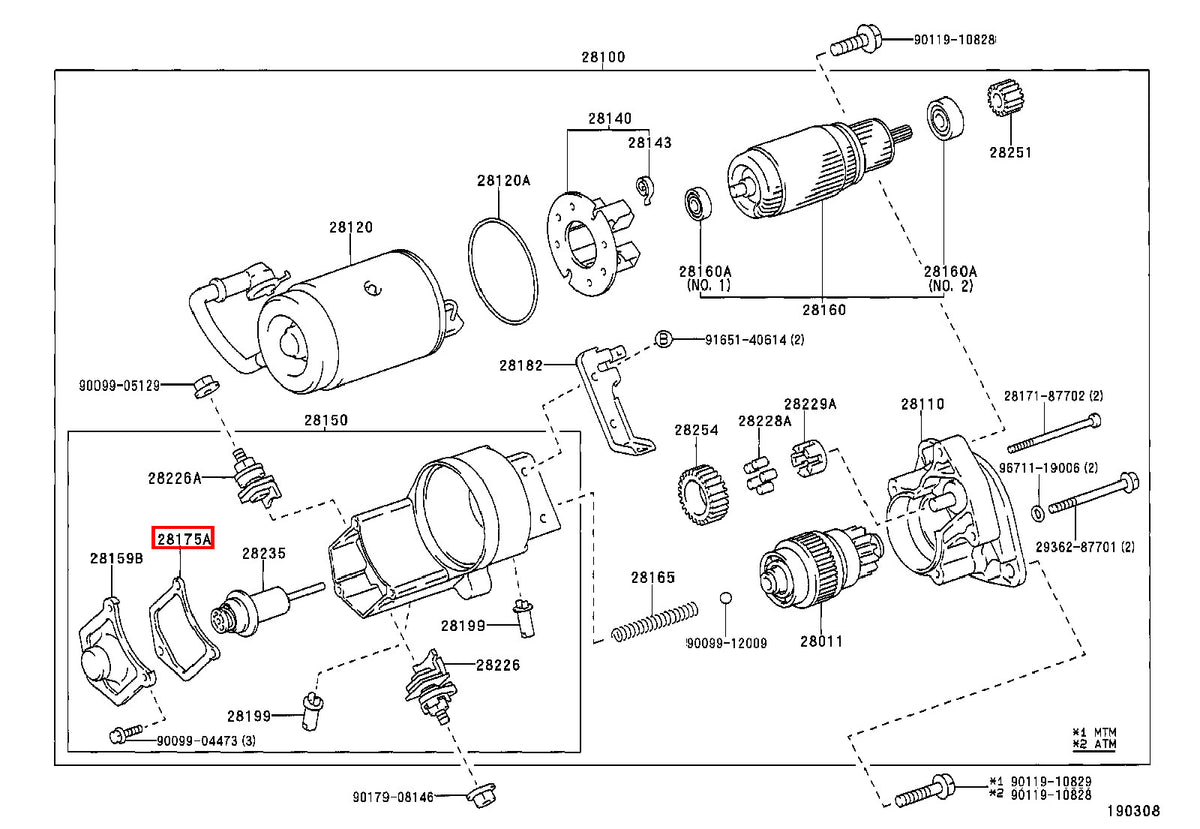 Genuine Camry VCV10 SXV23 SXV20 SXV11 Starter Magnetic Switch Cover Gasket