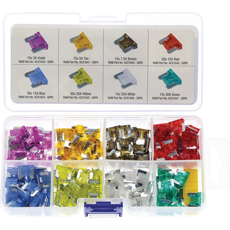 OEX ACX1735 Low Profile Mini Fuse Assortment Kit - 166pcs