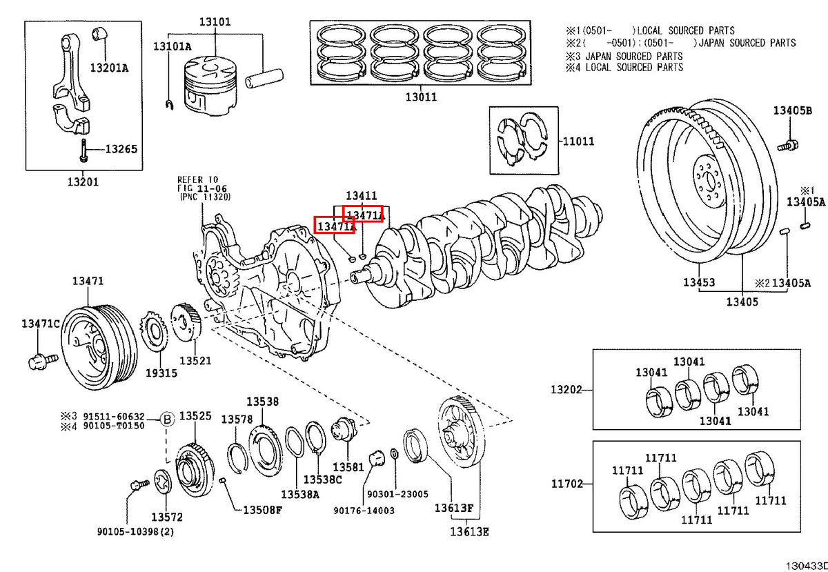 Genuine Hilux KZN205 KZN165 KZN130 Crankshaft Pulley Woodruff Key