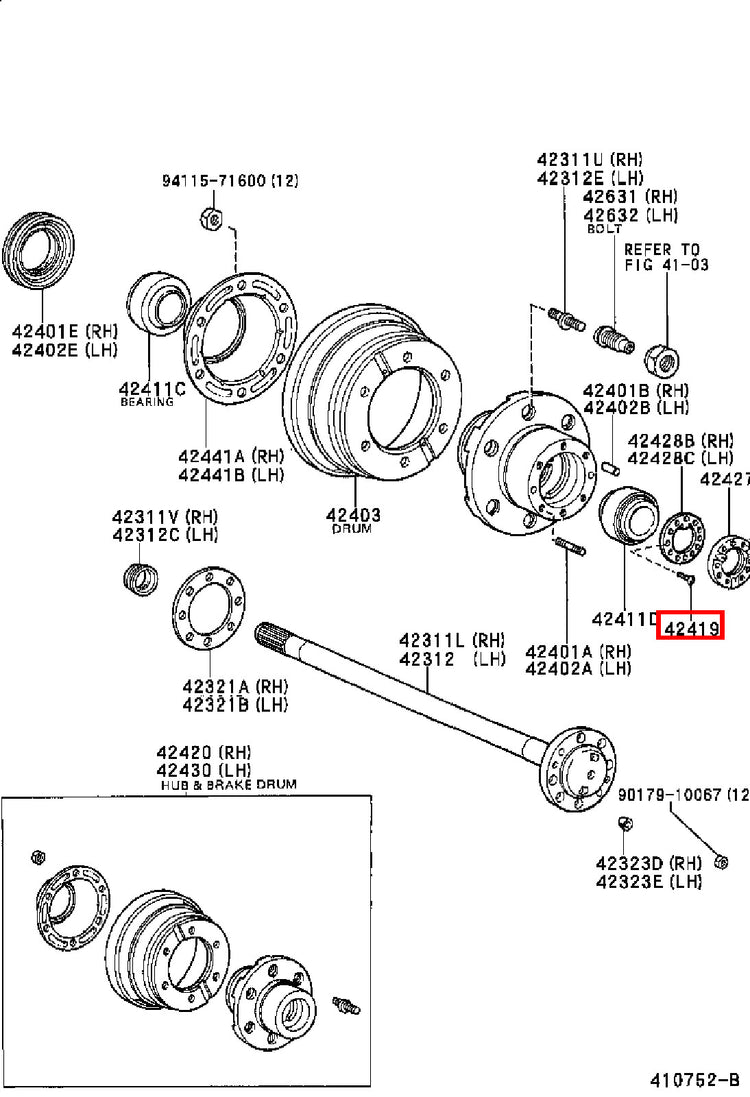 Genuine Dyna ToyoAce RZY281 RZY231 RZY230 Rear Wheel Bearing Hub Nut Screw