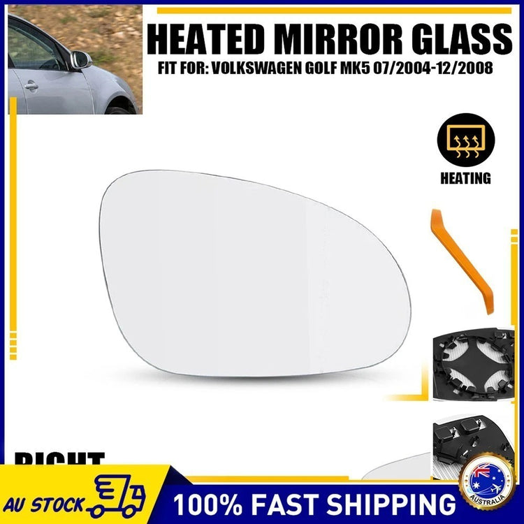 DRIVER SIDE FOR VW GOLF MK5 2004-2008 MIRROR GLASS HEATED BACK PLATE RIGHT AUS