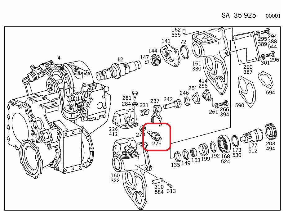 Mercedes Truck & Unimog U1700 Revrse Light/PTO switch- 001 545 82 14, 0015458214