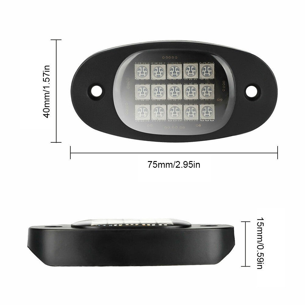 For Offroad 4x4 10Pod RGB Rock Lights IP67 Waterproof Bluetooth Rock LED