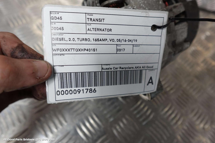 2017, FORD, TRANSIT, Alternator, DIESEL, 2.0, TURBO, 165AMP, VO, 05/16-04/19