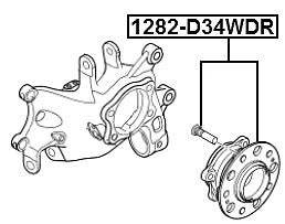 1282-D34WDR Febest Rear Wheel Hub 52730-D3000