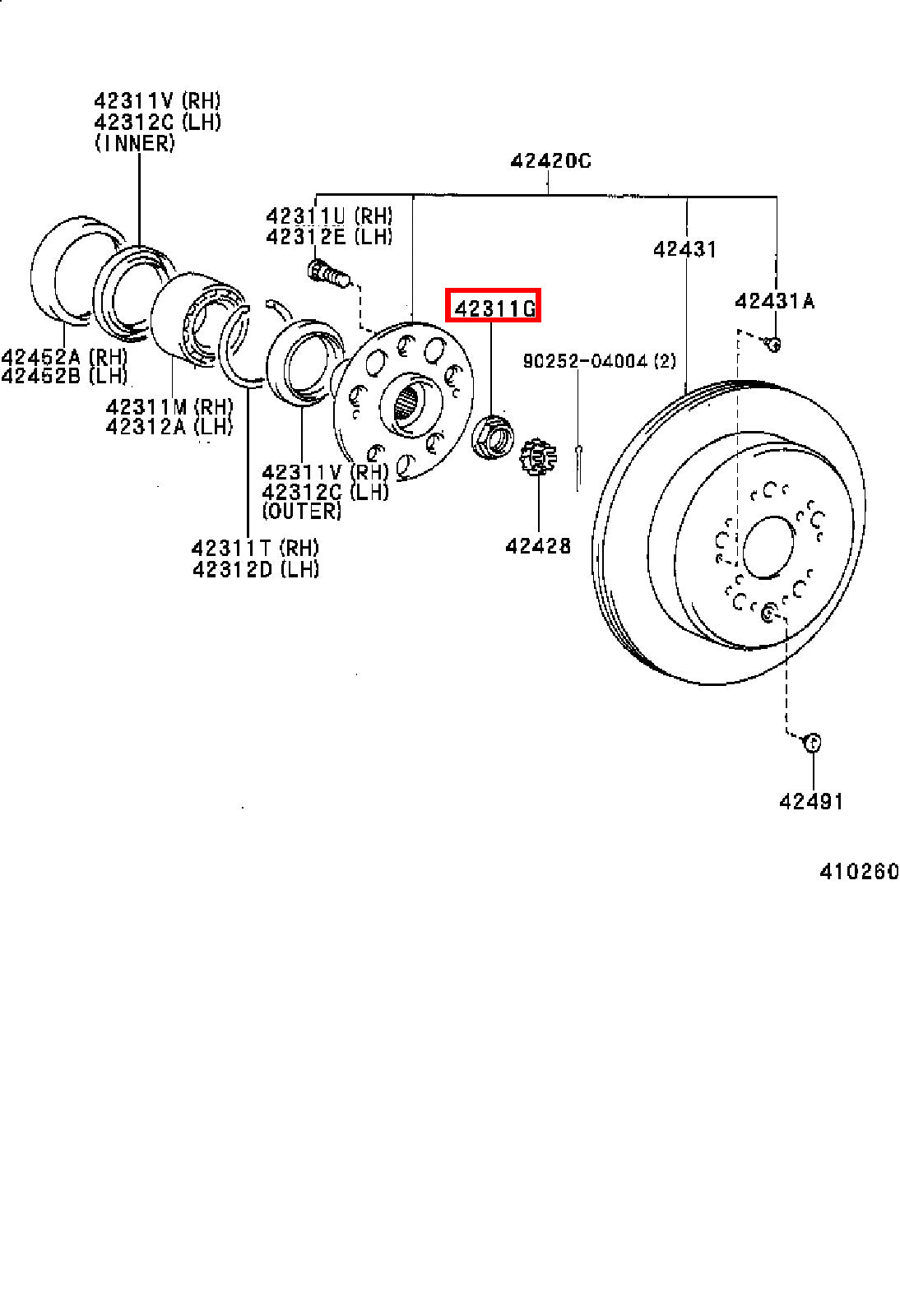 Genuine Hiace RCH29 RCH28 RCH23 RCH22 RCH19 RCH18 RCH13 Rear Axle Shaft Nut
