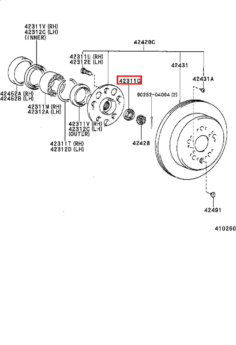 Genuine Hiace RCH29 RCH28 RCH23 RCH22 RCH19 RCH18 RCH13 Rear Axle Shaft Nut