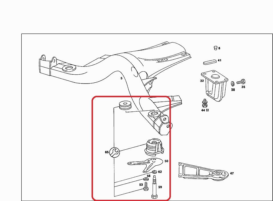 Mercedes W107SLC, W114 - W116  Rear Sub Frame Mnt Kit - 116 350 00 75, 116350075