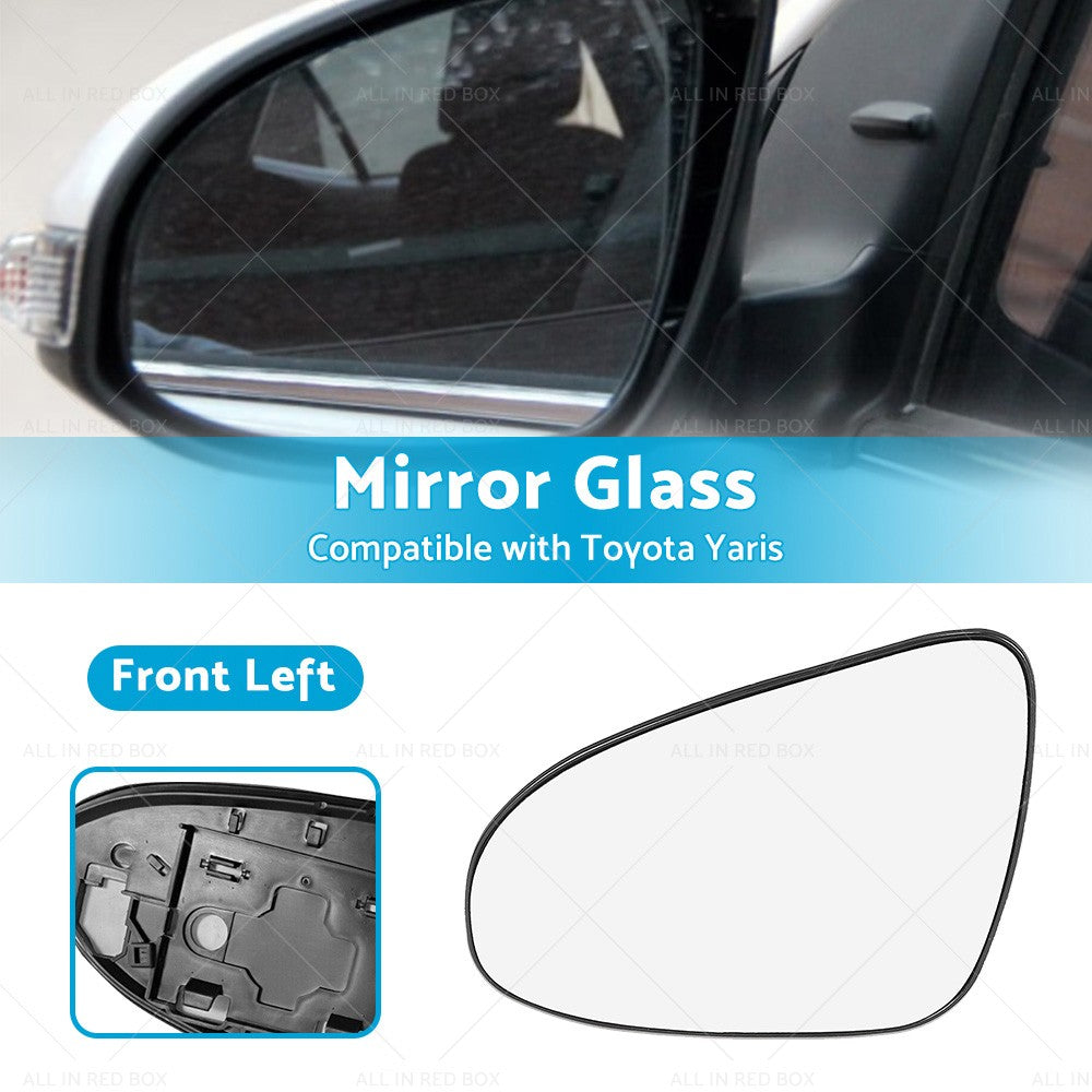 Left Passenger Side Mirror Glass Suitable for Toyota Yaris 2012–2017