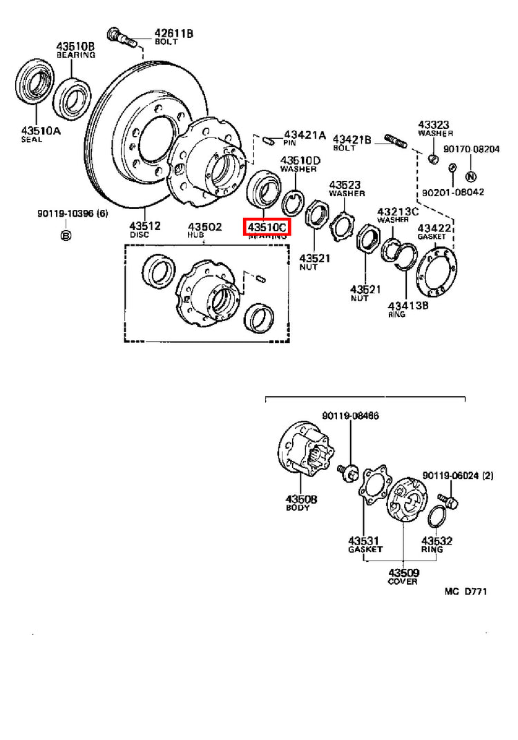 Genuine Dyna LY230 LY220 KDY261 KDY260 KDY251 Front Wheel Hub Outer Bearing