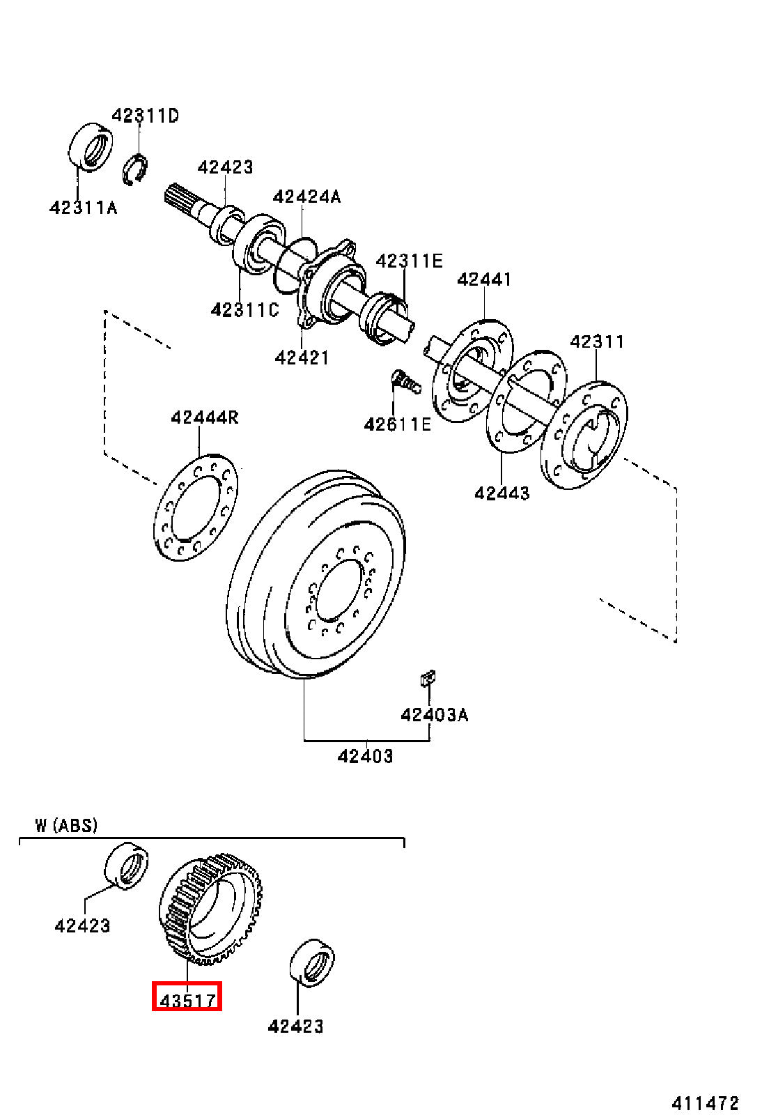 Genuine Hilux KZN165 KUN36 KUN35 KUN26 KUN25 KUN16 KUN15 Rear Axle ABS Rotor