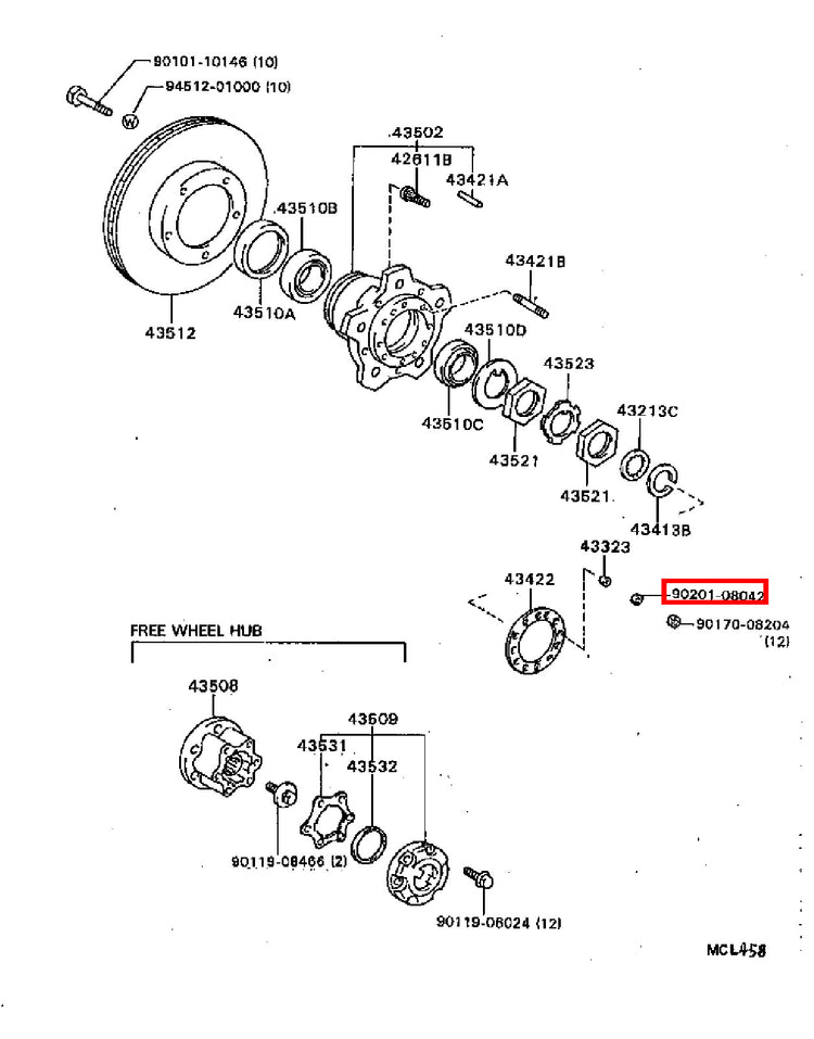 Genuine Regius Ace KZH138 T100 VCK21 VCK20 Front Axle Hub Stud Washer