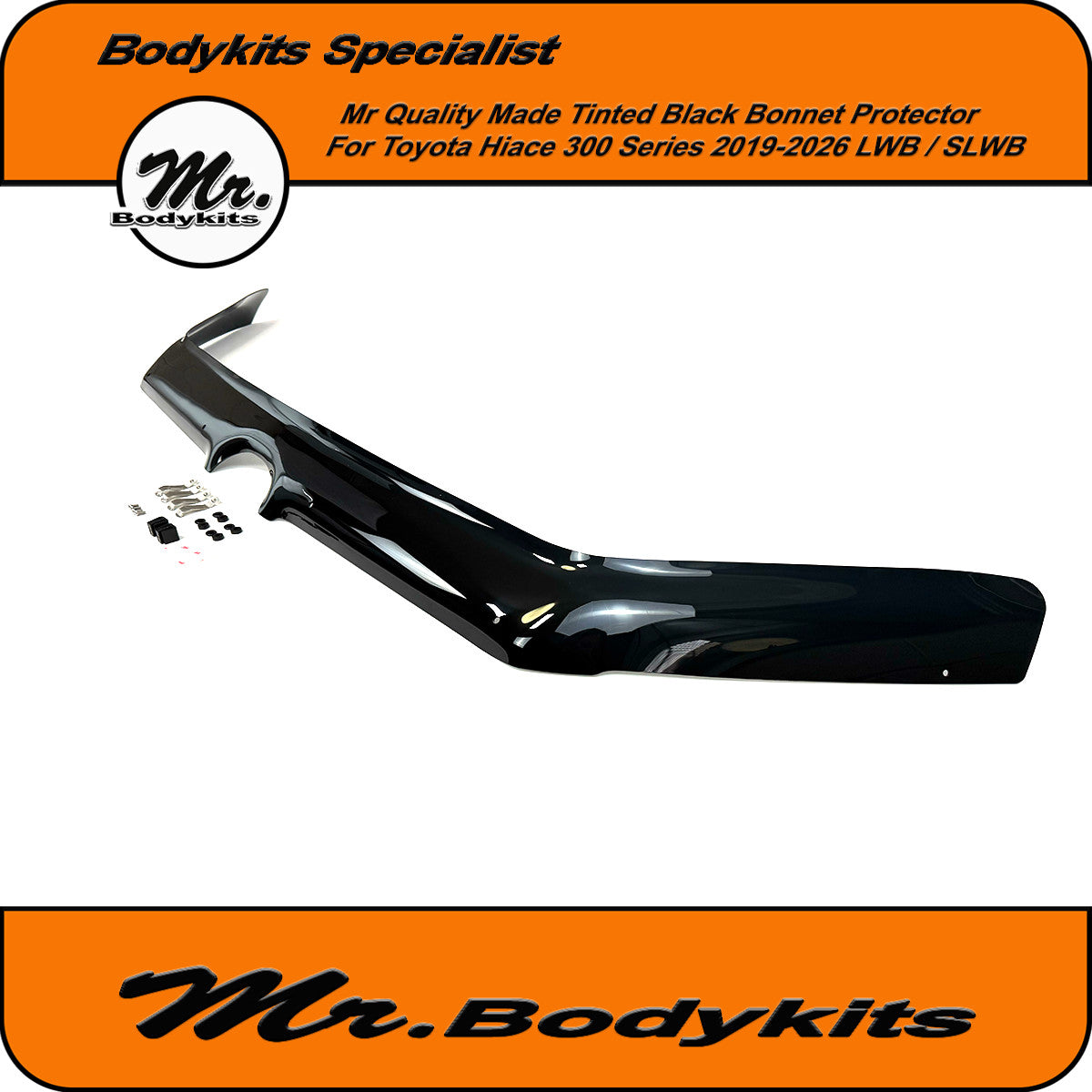 Quality Tinted Black Bonnet Protetcor For Toyota Hiace 2019-2026, H300