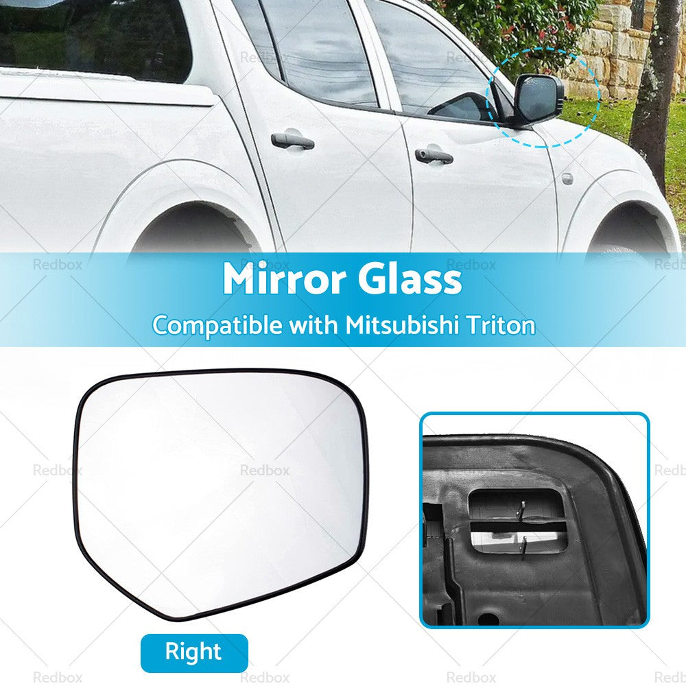 Mirror Glass w/ Back Plate for Mitsubishi Triton 06-15 Front Right Side