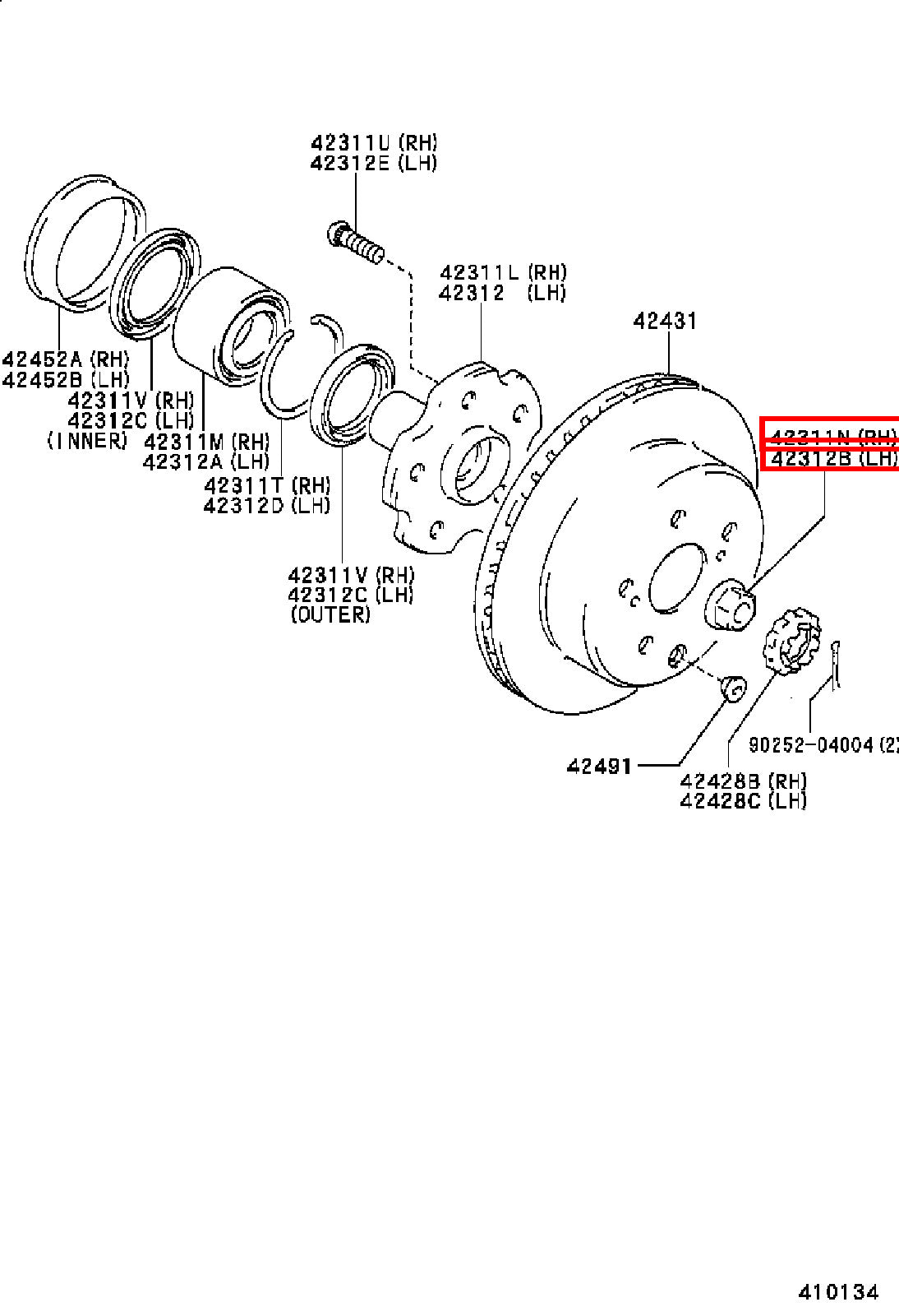 Genuine Hiace RCH29 RCH28 RCH23 RCH22 RCH19 RCH18 RCH13 Rear Axle Shaft Nut