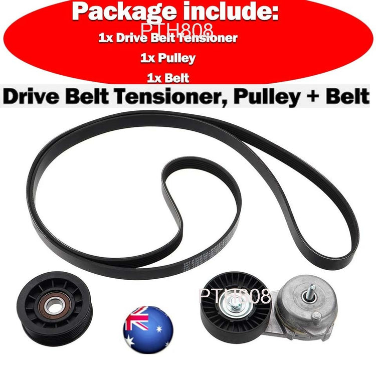 Drive Belt Tensioner, Pulley and Belt Kit for Ford Falcon Fairmont BA BF 4.0 XR6