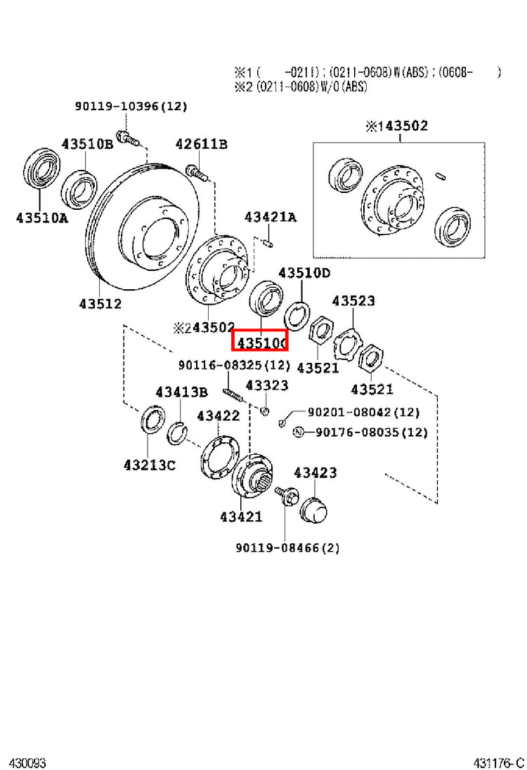 Genuine Dyna LY230 LY220 KDY261 KDY260 KDY251 Front Wheel Hub Outer Bearing
