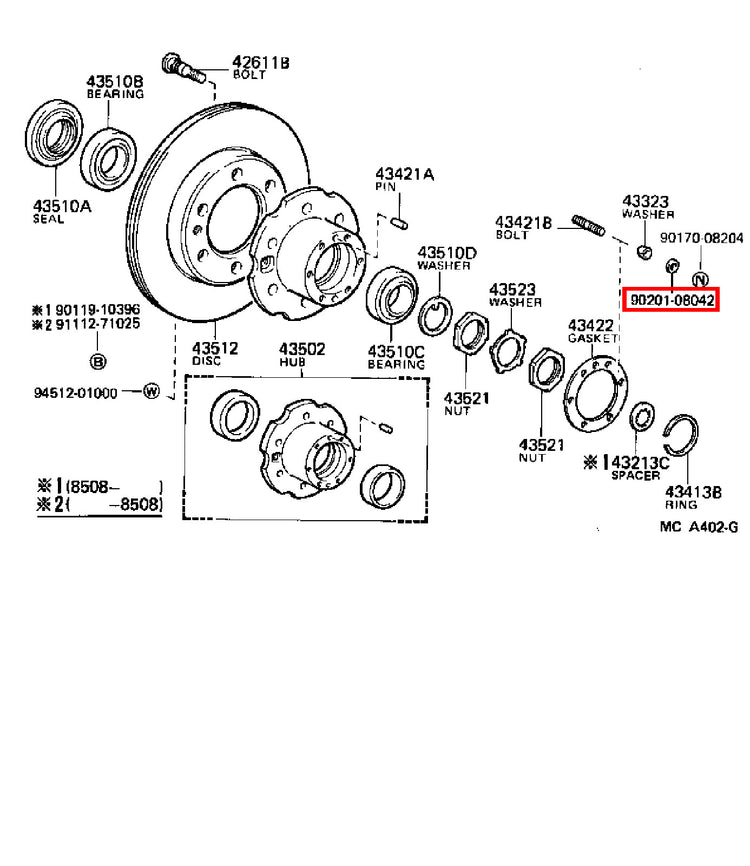 Genuine Regius Ace KZH138 T100 VCK21 VCK20 Front Axle Hub Stud Washer