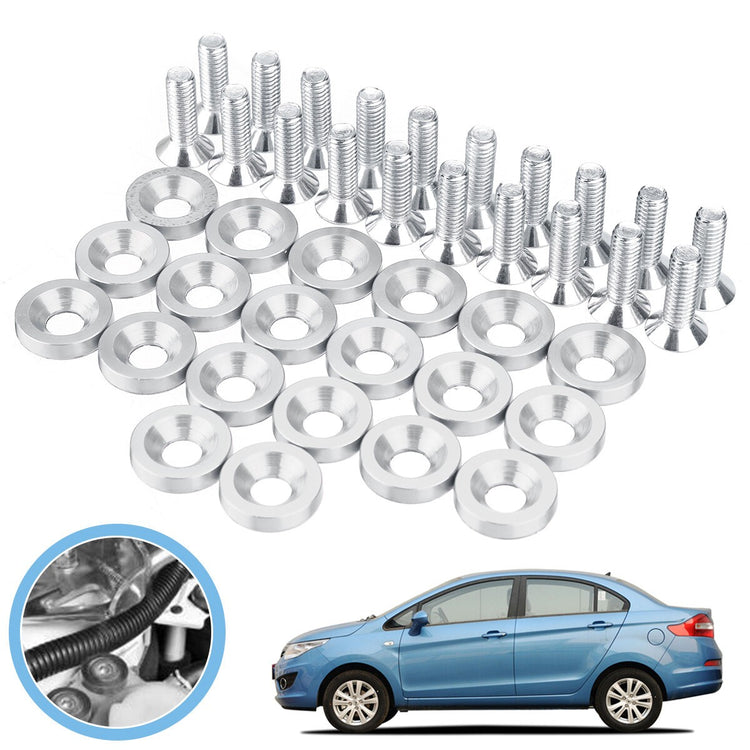 40pcs Washer Bolt Fender Bumper Silver Engine Bay Dress Up Set Aluminum M6x15mm.