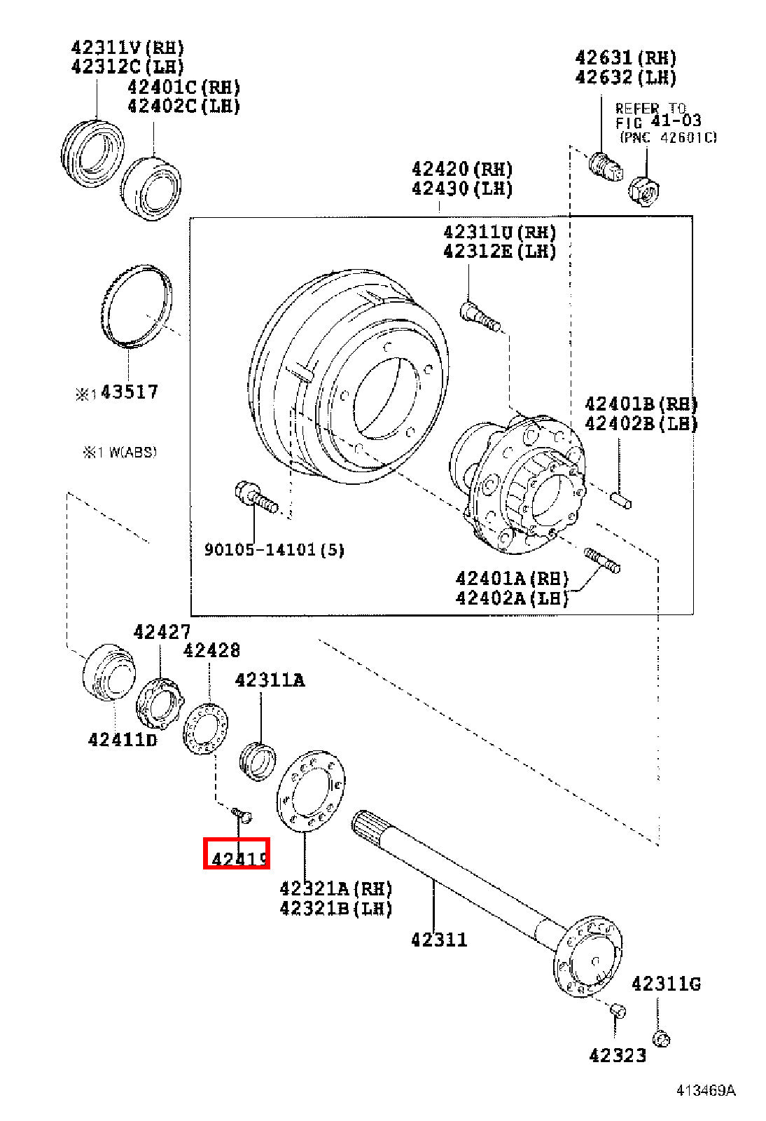 Genuine Dyna ToyoAce RZY281 RZY231 RZY230 Rear Wheel Bearing Hub Nut Screw