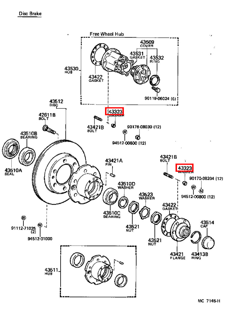 Genuine Hilux YN107 YN106 YN105 YN100 VZN172 Front Axle Hub Stud Cone Washer