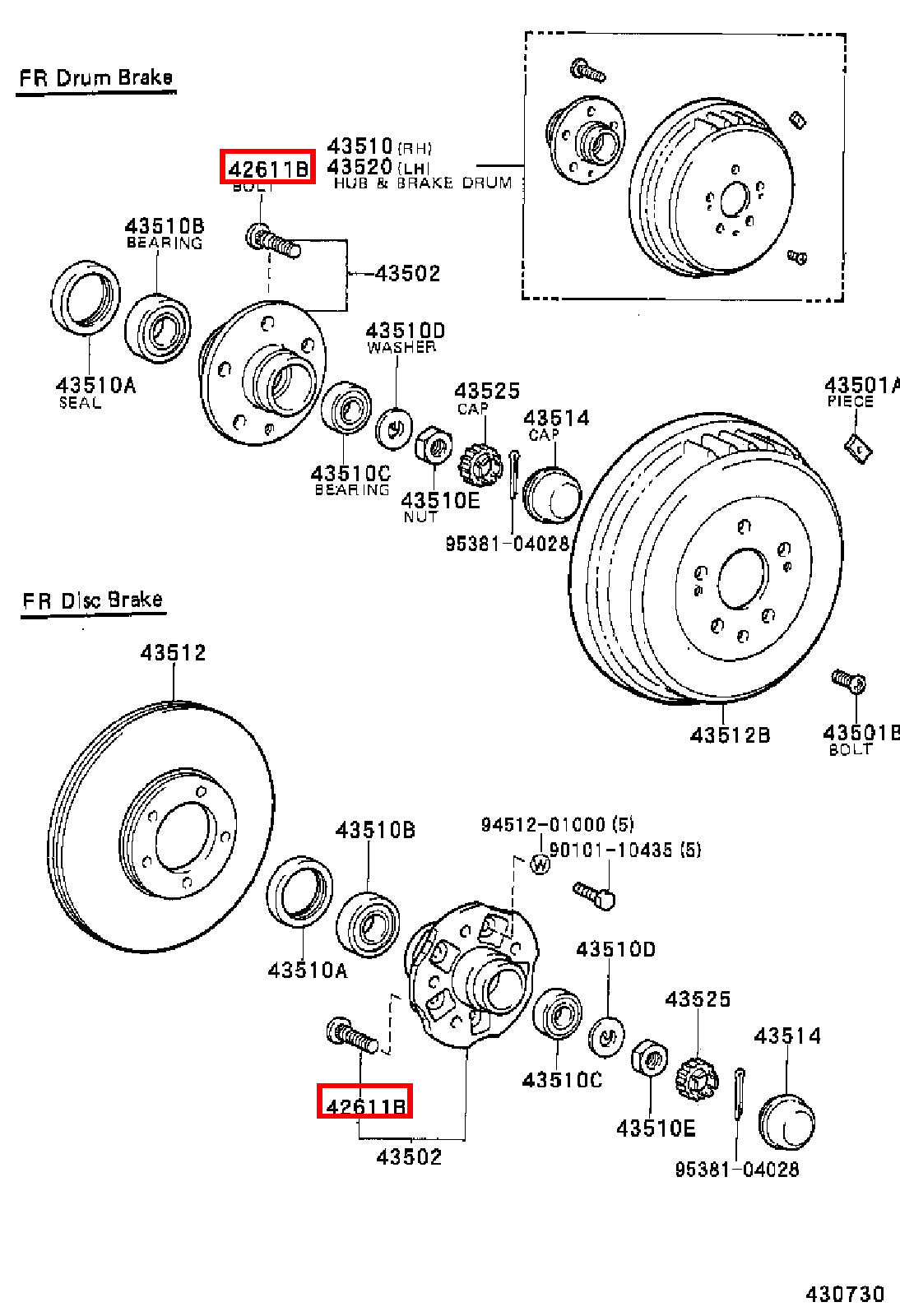 Genuine Tacoma VZN160 RZN196 RZN191 RZN171 RZN161 Rear Wheel Hub Stud Bolt