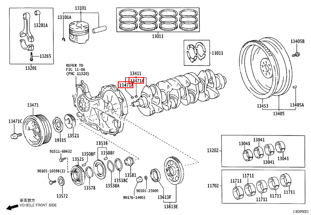 Genuine Hilux KZN205 KZN165 KZN130 Crankshaft Pulley Woodruff Key