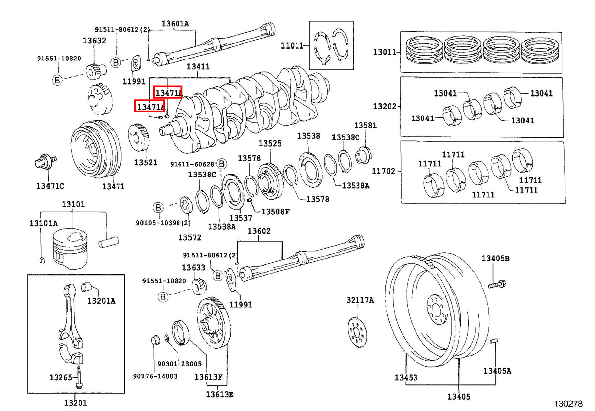 Genuine Hilux KZN205 KZN165 KZN130 Crankshaft Pulley Woodruff Key