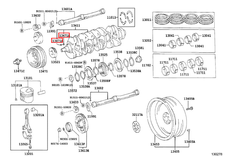 Genuine Hilux KZN205 KZN165 KZN130 Crankshaft Pulley Woodruff Key