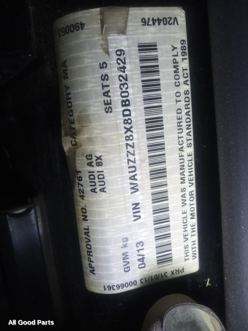 2012, AUDI, A1, Alternator, PETROL, 1.2, BOSCH 140AMP, 8X, 06/12-10/18