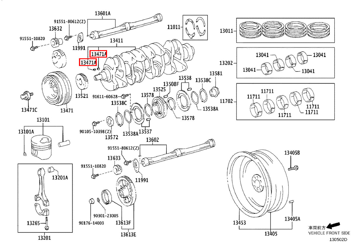 Genuine Hilux KZN205 KZN165 KZN130 Crankshaft Pulley Woodruff Key