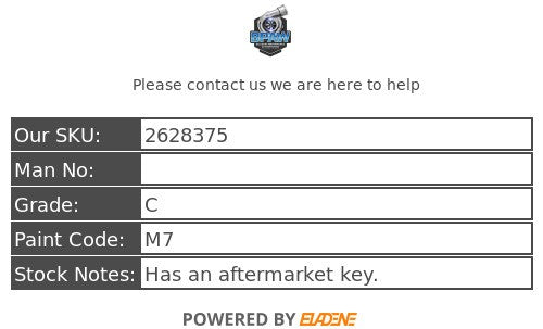 Ford Falcon 2003 BA Steering Column Rectangle Key Aftermarket