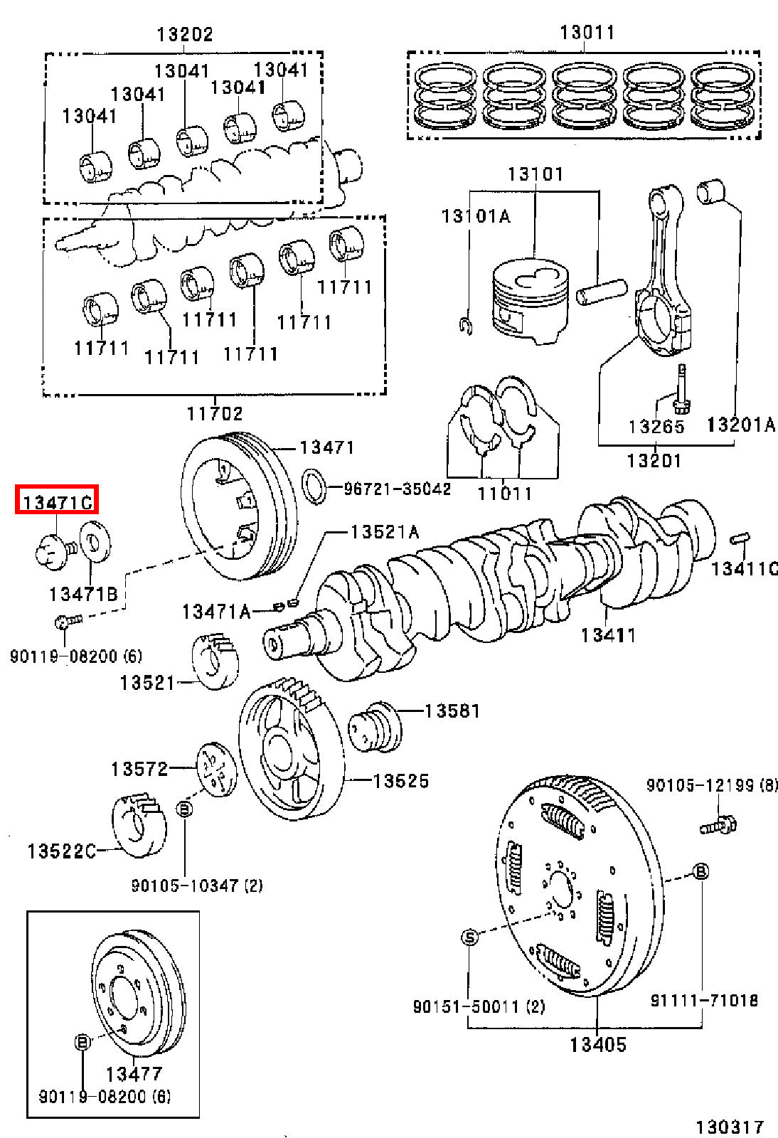 Genuine LandCruiser HDJ79 HDJ78 1HD Crankshaft Harmonic Balancer Pulley Bolt